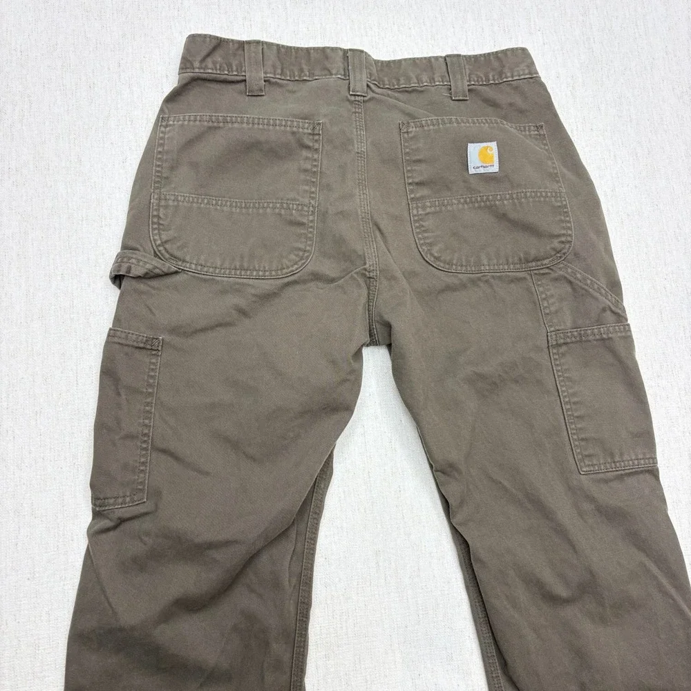 Carhartt Carpenter Pants Mens 34x30 Olive Green Relaxed Fit B324-DFE Nice!
